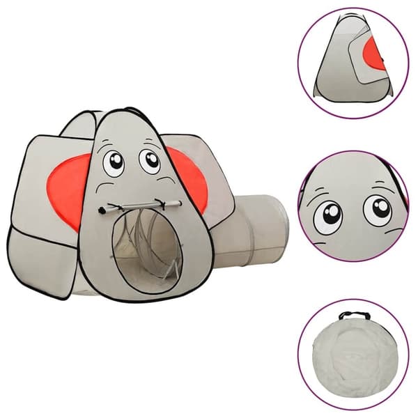 vidaXL Lektält elefant grå med 250 bollar 174x86x101 cm