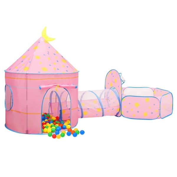 vidaXL Lasten leikkiteltta 250 pallolla pinkki 301x120x182 cm