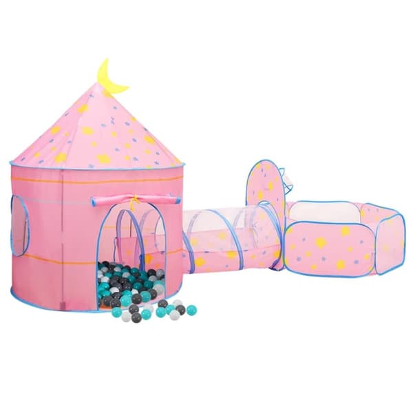 vidaXL Lasten leikkiteltta 250 pallolla pinkki 301x120x182 cm