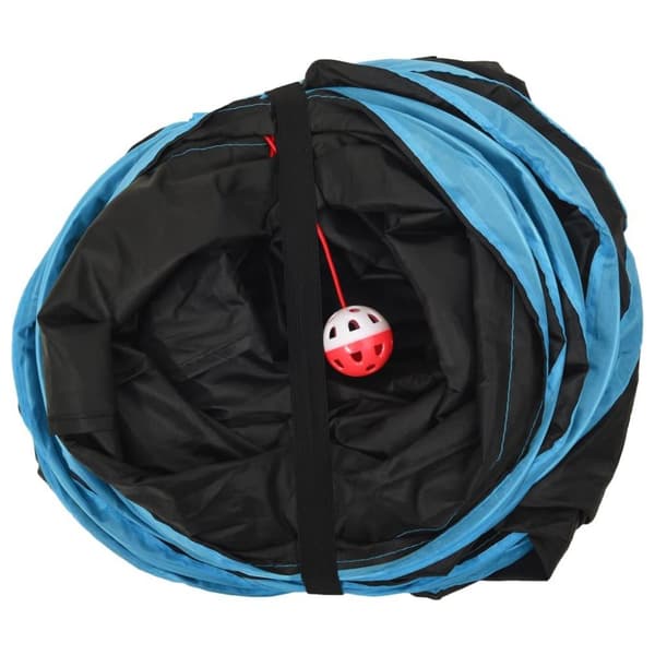 vidaXL 4-vägs kattunnel svart och blå 132 cm polyester