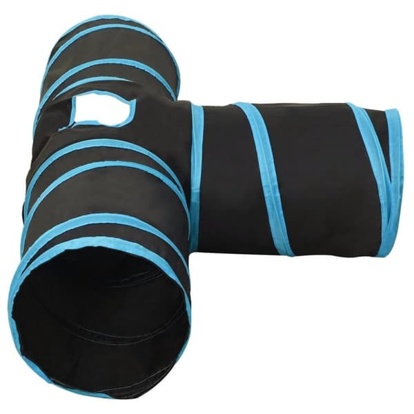 vidaXL 3-vejs kattetunnel 90 cm polyester sort og blå