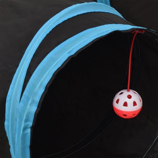 vidaXL 3-vejs kattetunnel 90 cm polyester sort og blå