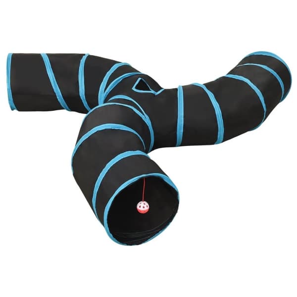 vidaXL 3-vejs kattetunnel 25 cm polyester sort og blå