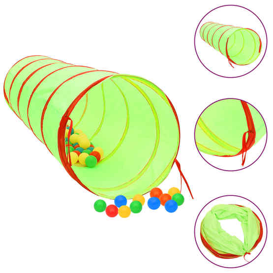 Lektunnel Med 250 Bollar Grön 175 Cm Polyester-3