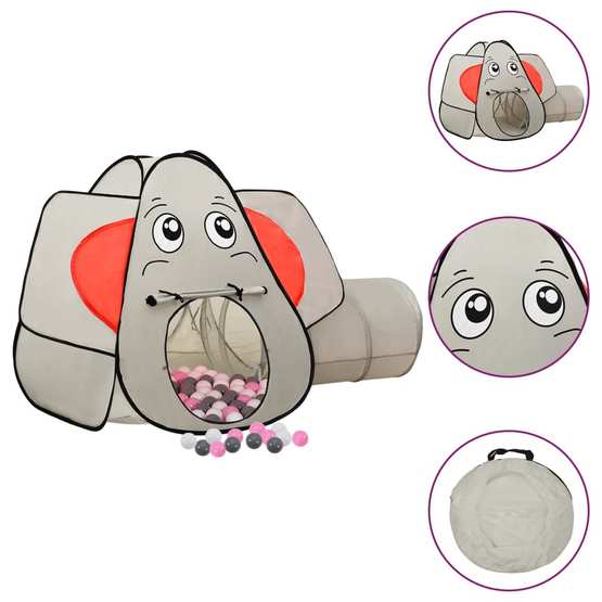 Lektält Elefant Grå Med 250 Bollar 174X86X101 Cm-1