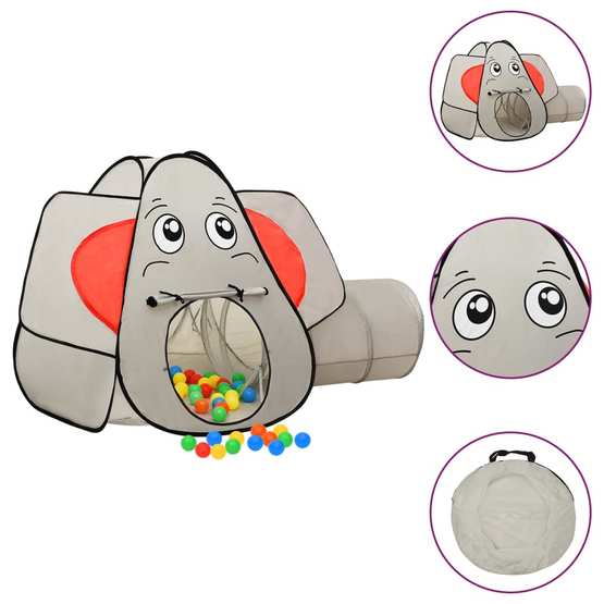 Lektält Elefant Grå Med 250 Bollar 174X86X101 Cm-3