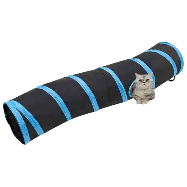 vidaXL kattetunnel 122 cm S-formet polyester sort og blå