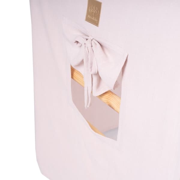 MeowBaby® Stor Børnehytte med en foldestige 112x61x94 cm til værelset. Træ, linned, bomuld, lyserødt hus.