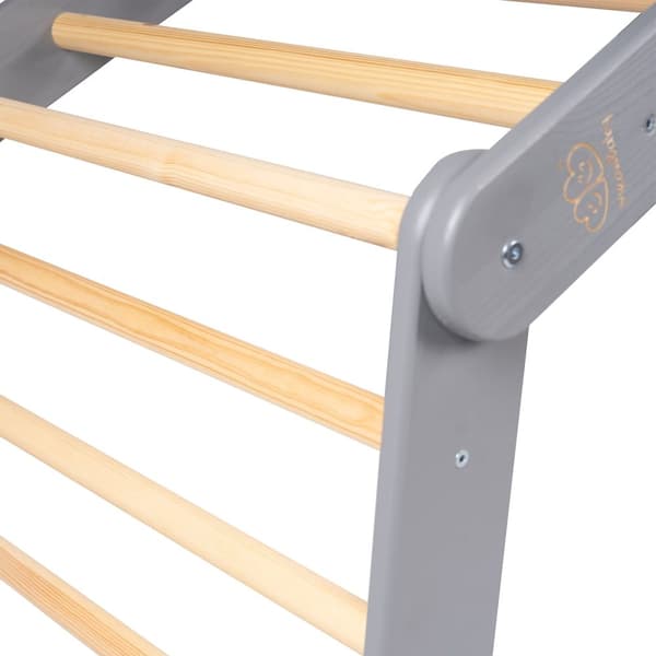 MeowBaby® Stort Barnstuga med en hopfällbar stege 112x61x94 cm till rummet. Trä, Linne, Bomull, Gråblått hus.