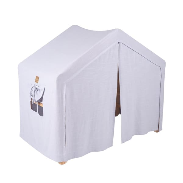 MeowBaby® Stort Barnstuga med en hopfällbar stege 112x61x94 cm till rummet. Trä, Linne, Bomull, Gråblått hus.