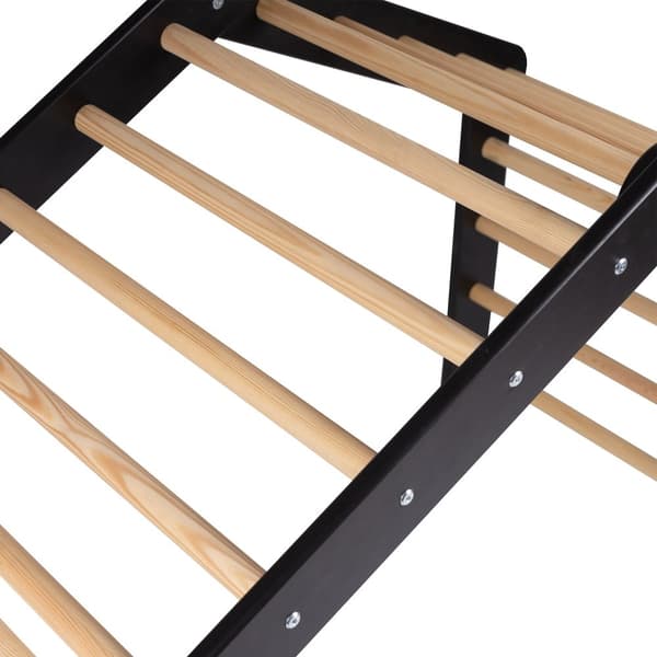 MeowBaby® Stort Barnstuga med en hopfällbar stege 112x61x94 cm till rummet. Trä, Linne, Bomull, Gråblått hus.