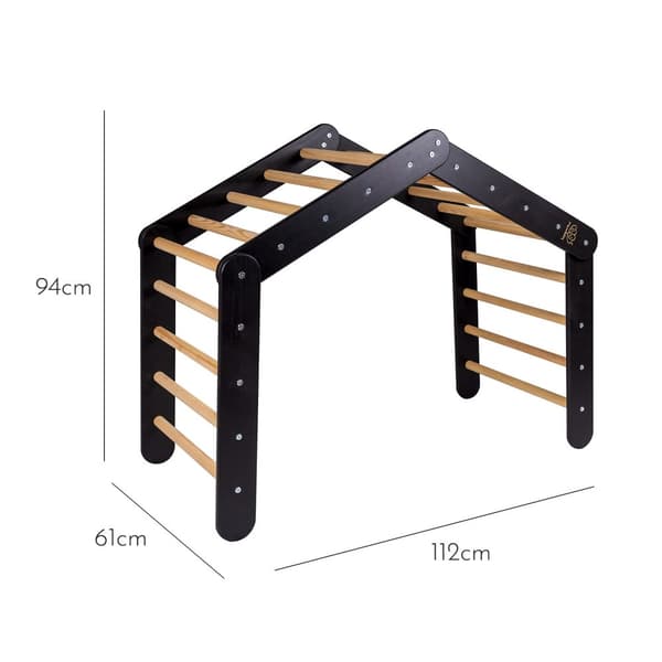 MeowBaby® Stort Barnstuga med en hopfällbar stege 112x61x94 cm till rummet. Trä, Linne, Bomull, Gråblått hus.