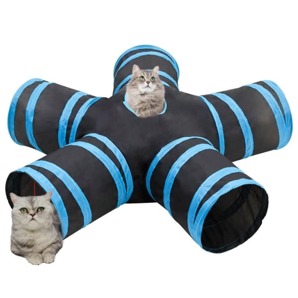 vidaXL 5-vejs kattetunnel 25 cm polyester sort og blå