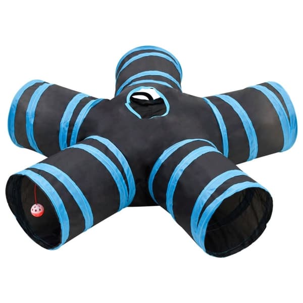 vidaXL 5-vejs kattetunnel 25 cm polyester sort og blå