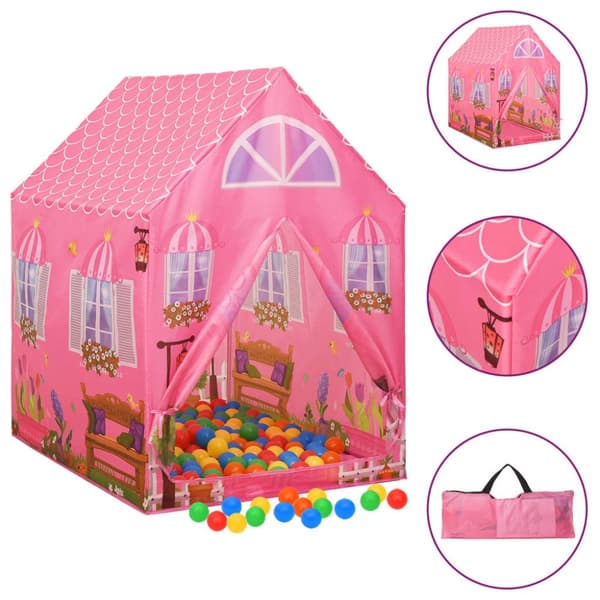 legetelt til børn 69x94x104 cm med 250 bolde pink