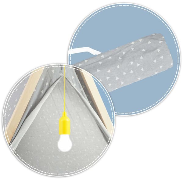 Speltält för barn - grå - Nukido-lampa - 116x107x110 cm