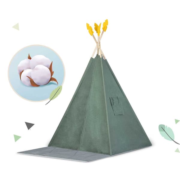 Tält tipi - grönt grått gult - 116x116x165 cm
