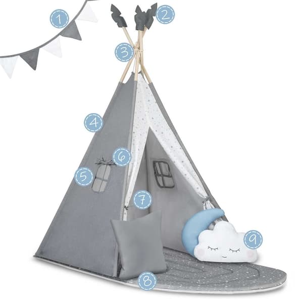 Teepee tält för barn NK-406 Nukido - grå