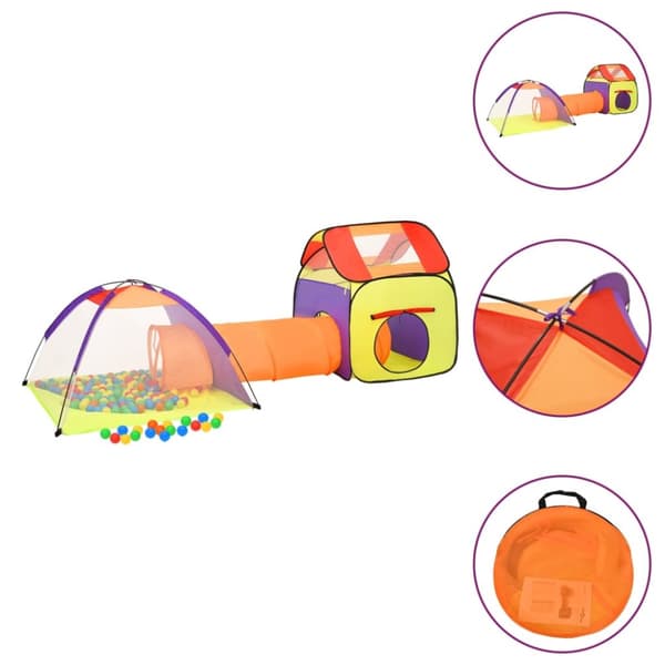 vidaXL Lasten leikkiteltta 250 pallolla monivärinen 338x123x111 cm -  Leikkiteltat & -tunnelit