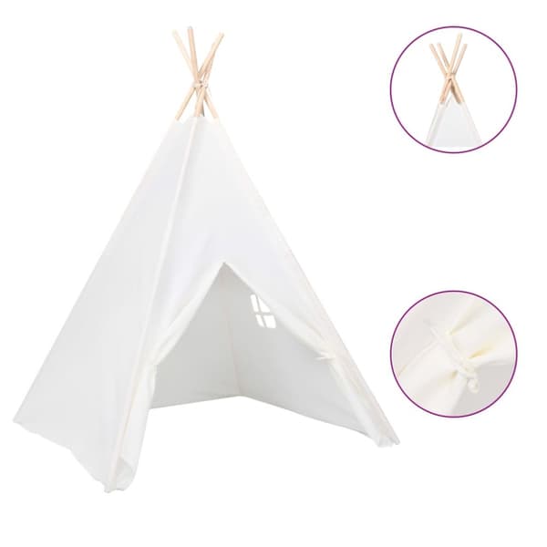 vidaXL tipi til børn 120x120x150 cm med bærepose polyester hvid -  Legetelte & -tunneller