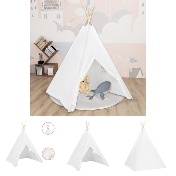 The Living Store tipi til børn 120x120x150 cm med bærepose polyester hvid -  Legetelte & -tunneller