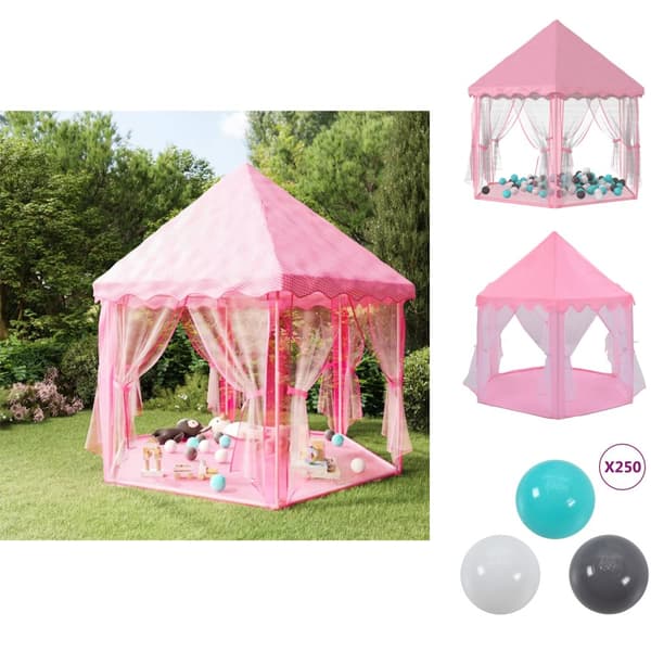 Legetelte & -tunneller - Living legetelt med 250 bolde 133x140 cm prinsessetema pink