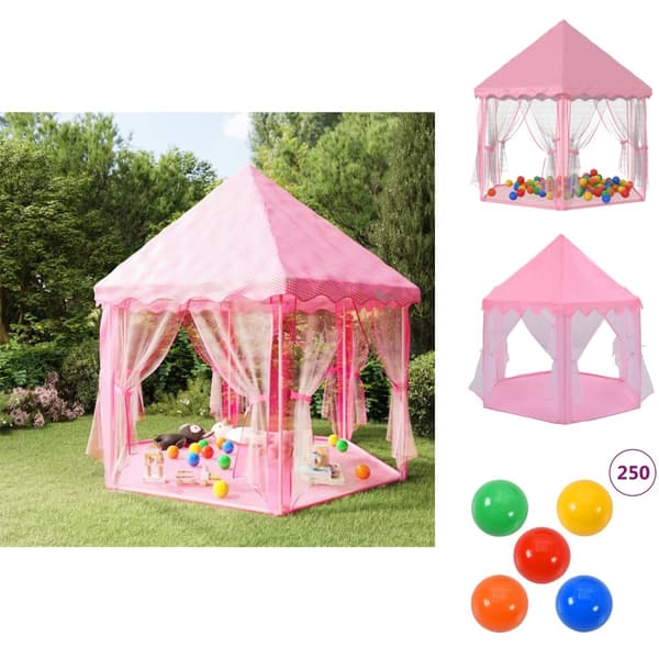 Legetelte & -tunneller - Living legetelt med 250 bolde 133x140 cm prinsessetema pink