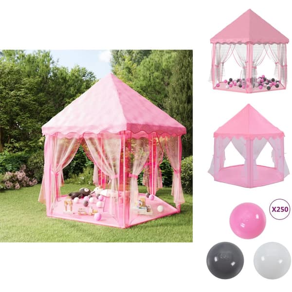 Legetelte & -tunneller - Living legetelt med 250 bolde 133x140 cm prinsessetema pink