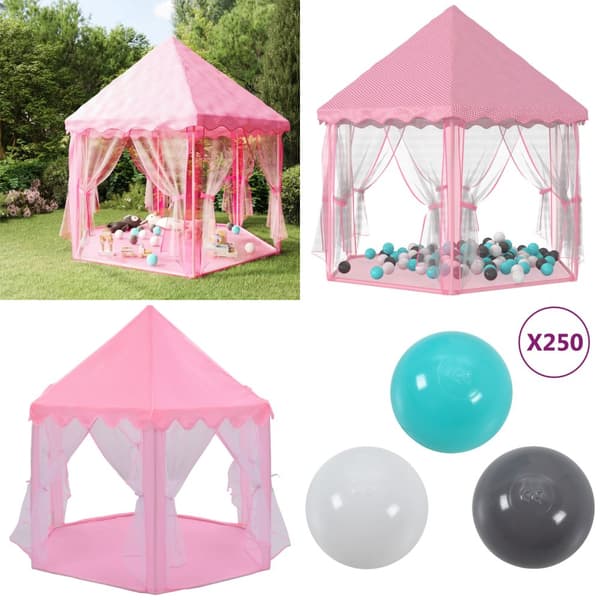 Legetelt med 250 bolde 133x140 cm prinsessetema pink - Legetelt - Legetelte - Home & Living