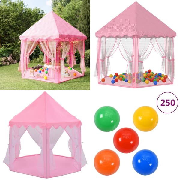 Legetelt med 250 bolde 133x140 cm prinsessetema pink - Legetelt - Legetelte - Home & Living