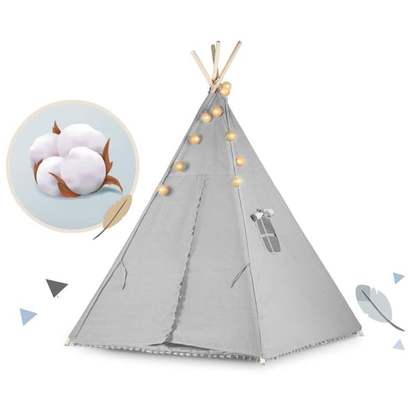 Tipi-tält för barn med Nukido-ljus - grått