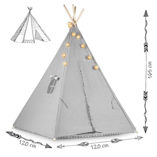 Tipi-tält för barn med Nukido-ljus - grått