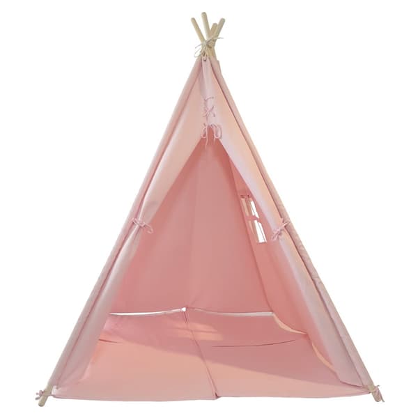 Sunny Alba Tipi tält för barn i rosa | Wigwam lektält med fönster | 120x120x160cm | Med kuddmatta