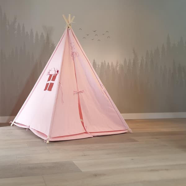 Sunny Alba Tipi tält för barn i rosa | Wigwam lektält med fönster | 120x120x160cm | Med kuddmatta