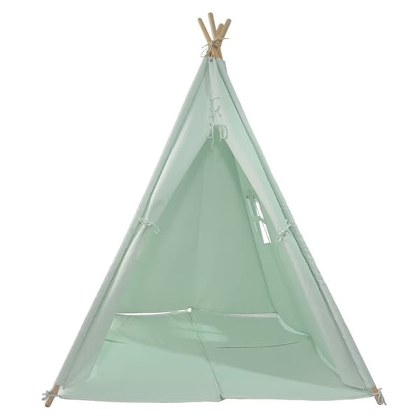Sunny Alba Tipi tält för barn i grönt | Wigwam lektält med fönster | 120x120x160cm | Med kuddmatta