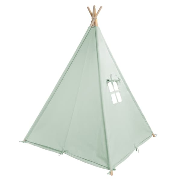 Sunny Alba Tipi tält för barn i grönt | Wigwam lektält med fönster | 120x120x160cm | Med kuddmatta