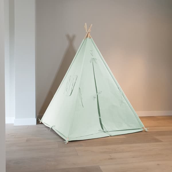 Sunny Alba Tipi tält för barn i grönt | Wigwam lektält med fönster | 120x120x160cm | Med kuddmatta