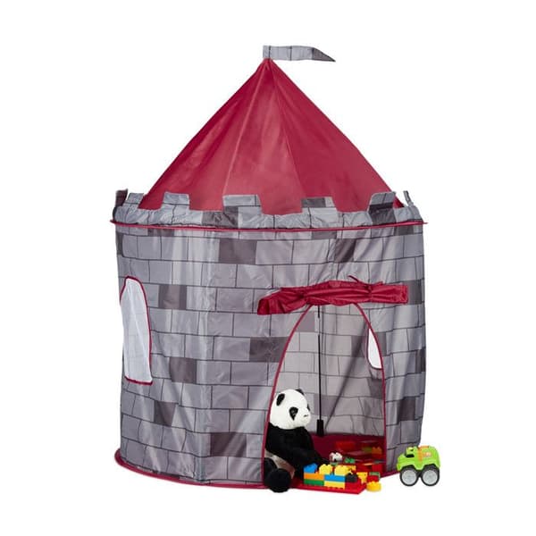 Relaxdays Inomhus Tält Barn Riddare Slott Lektält Utomhus 3 år HxlxP: 125 x 105 x 105 cm, grå