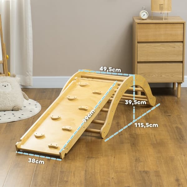 Rootz 4-i-1 Montessori klatrestativsæt - Legegymnastik - Legesæt til småbørn - Sikker indendørs leg - 168 cm x 49,5 cm x 39,5 cm