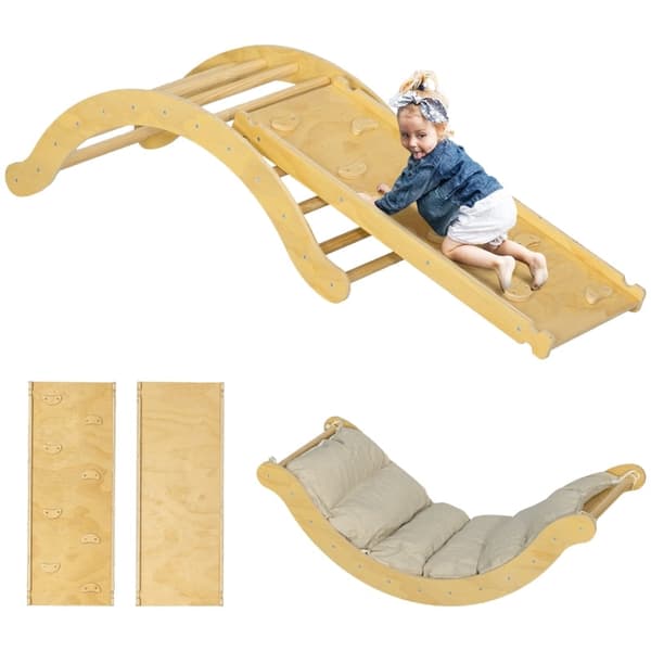Rootz 4-i-1 Montessori klatrestativsæt - Legegymnastik - Legesæt til småbørn - Sikker indendørs leg - 168 cm x 49,5 cm x 39,5 cm