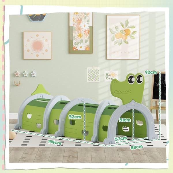 Rootz Crocodile Play Tunnel - Crawl Tube - Kids Hideout - Øger kreativiteten - 194 cm x 88 cm x 92 cm