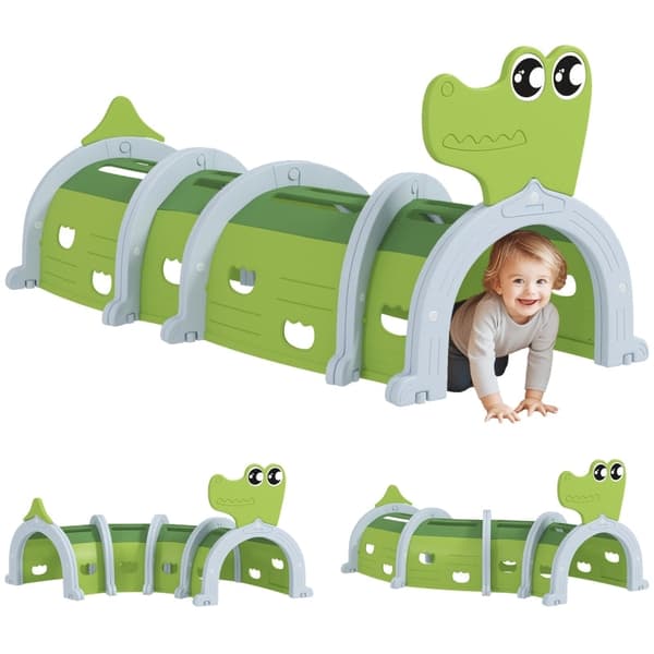 Rootz Crocodile Play Tunnel - Crawl Tube - Kids Hideout - Øger kreativiteten - 194 cm x 88 cm x 92 cm