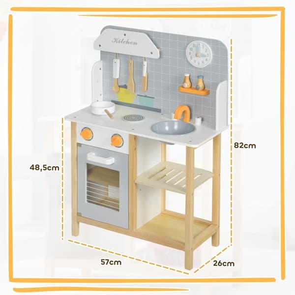 Rootz Play Kitchen lapsille - Lelukeittiö - Lasten ruoanlaittosetti - Edistää elämäntaitoja - 57L x 26L x 82K cm