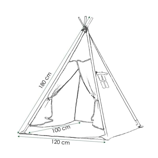 Vikingchoice Tipi-lektält för barn - Indiandesign, 100% bomull, inomhus & utomhus