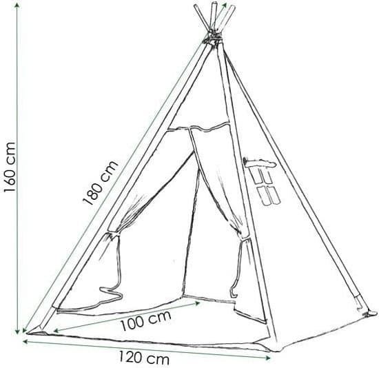 Stilfull Beige & Grå Stjärnmönstrad Tipi-tält för Barn - 100% Bomull & Furu
