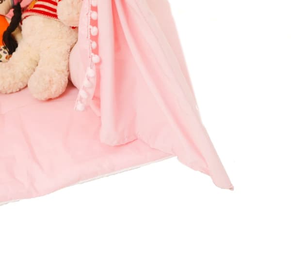 Rosa barn teepee-tält - Mångsidigt lek- och avkopplingsutrymme med kuddar och matta