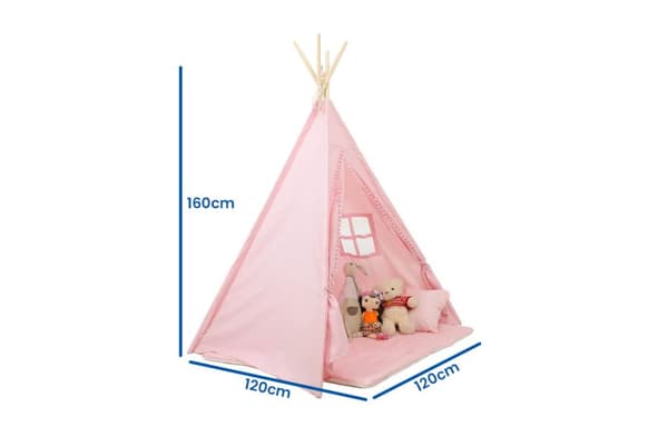 Rosa barn teepee-tält - Mångsidigt lek- och avkopplingsutrymme med kuddar och matta