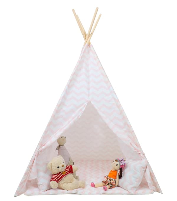 Rosa lekteepee för barn med kuddar & matta - Säker, hållbar, 120x120x160cm