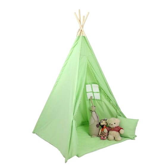 Tipi Telt - Legetelt Med Gulvmåtte Og Puder - Grøn