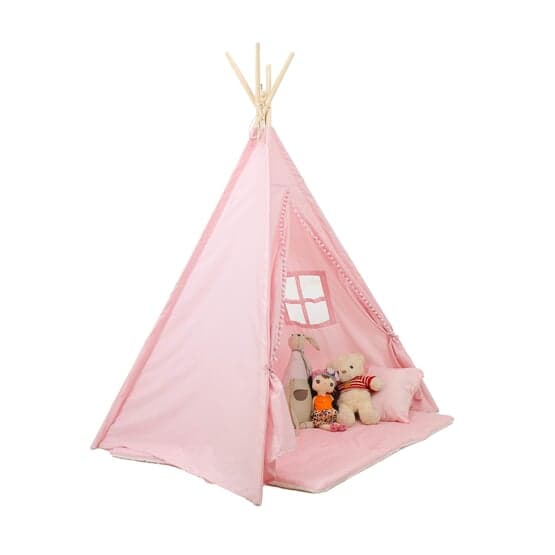 Tipi Telt - Legetelt Med Gulvmåtte Og Puder - Pink